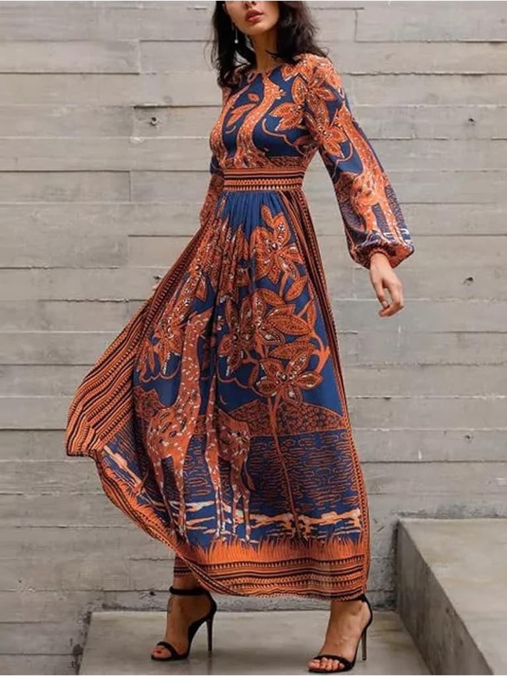 Floryday Boho Giraffe Print Maxi Dress Size 6
